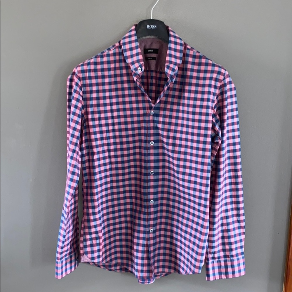 Boss Hugo boss plaid slim fit button down shirt